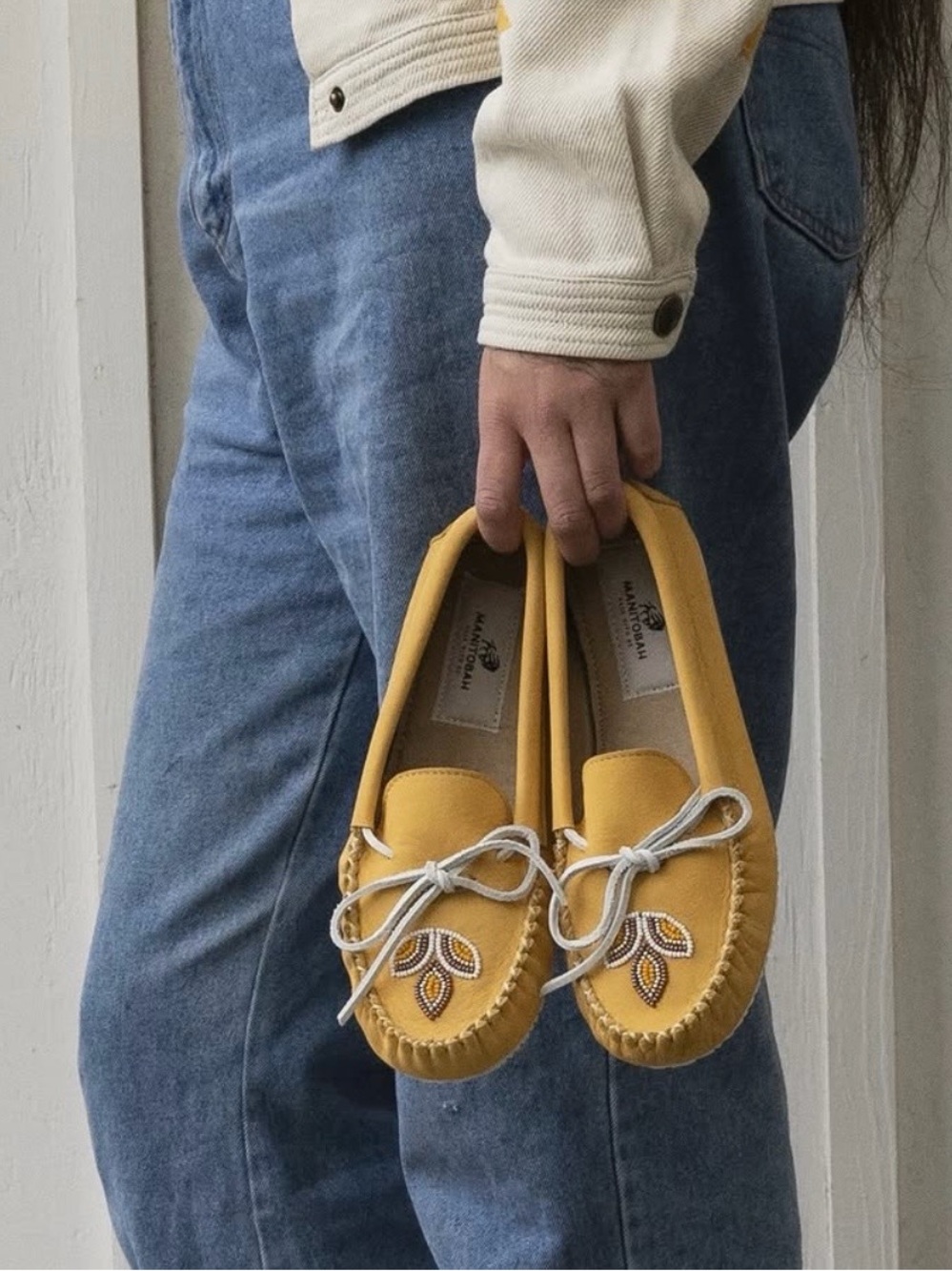 Manitobah Yellow Beaded Kayak Moccasin
